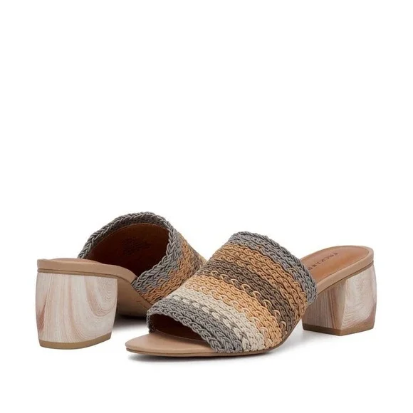 NIB Lucky Brand Nanssi 8.5M Multicolor Woven Crochet Mule Block Heel Sandals - Picture 12 of 12